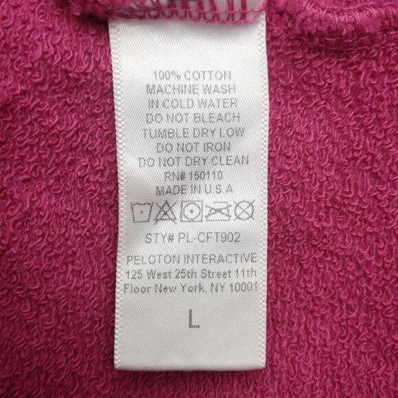 Peloton Ladies Size Large Terry Lined Dark Rose Made in USA Sweat Shirt - Picture 4 of 11